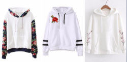 eeuagain: Simple Floral Pattern Tops Hoodies: