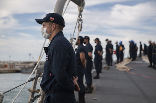 Naval tradition…. NAVAL STATION ROTA, SPAIN (October 30, 2020) – Sailors aboard United States 