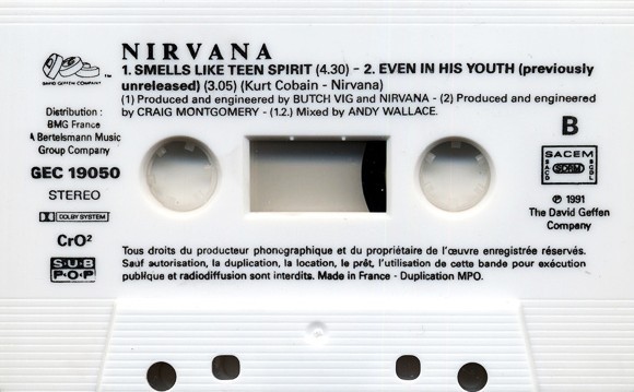 nirvananews:  Nirvana’s ‘Smells Like Teen Spirit’ single cassette. This white