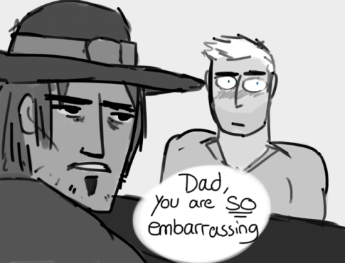 dildophobia:wow so how about that au where gabe’s a cop who adopts mccree and jack’s his ex-military