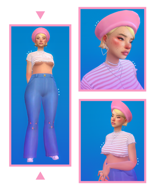 • • dream boat• •beret [xx]→ @early-grapehair [xx]→ @darlyssimsearrings [xx] → @pixelette-cc top [xx