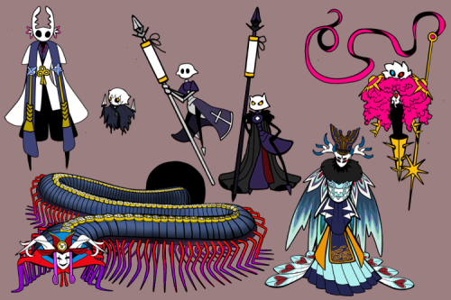 Hollow Knight bug creatures based on F/GO characters. I ended up with a lot of humanoid designs and 