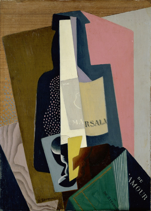 artist-severini: Still Life with Marsala Bottle, 1917, Gino Severini