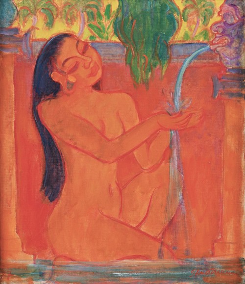 peaceinthestorm: Theo Meier (1908-1989, Swiss) ~ Bathing Maiden, 1977 [Source: Christie’s]