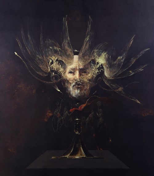 Chalice of Severance (2013 - Acrylics, gilding and blood on linen) - Denis Forkas 