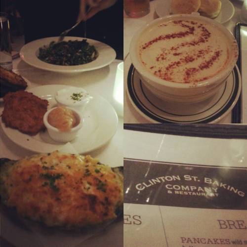 #tbt dinner at #clintonstreetbakery: mac and cheese, potato pancakes, kale salad and virgin butter r