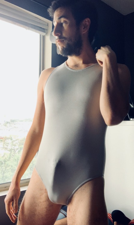 Custom Silver Men’s Leotard with a mesh back