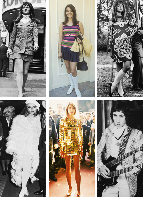 digthe60s:  Favorite 1960s celebrities outfits (2/?)  Charlotte Rampling, 1966; Natalie Wood, 1967; Jean Shrimpton, 1967   Faye Dunaway, 1967; Françoise Hardy, 1968; Pete Townshend, 1967   Penelope Tree, 1967; Twiggy, 1967; Britt Ekland, 1968   Talitha