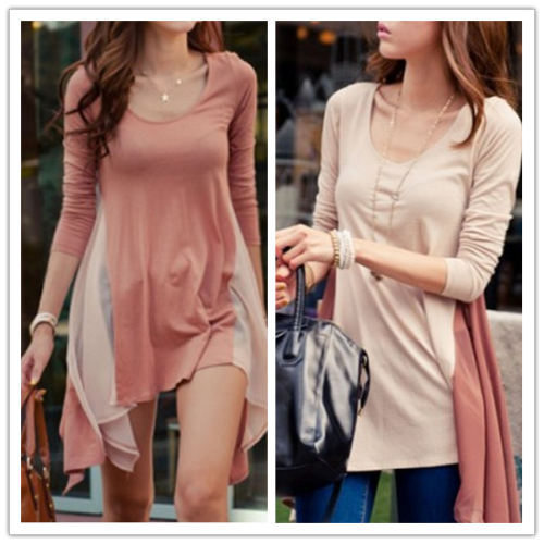 Mixed color thin cotton dress long sleeve maxi dress casual skirt https://www.etsy.com/listing/16996