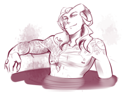 the-stray-liger:Deleted the other one-here’s Molly with updated tattoos, and some Yasha titty