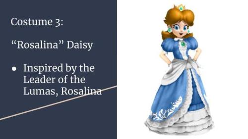 jigglymain:My costume ideas/wishes for Daisy costumes for Smash 5 (which god damn it she should be i