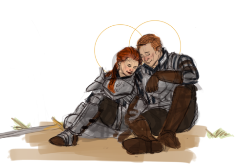 ‘sup, it’s 2am and I’m going to bed now, but here is a WIP of my Dragon Age power couple Warden Comm