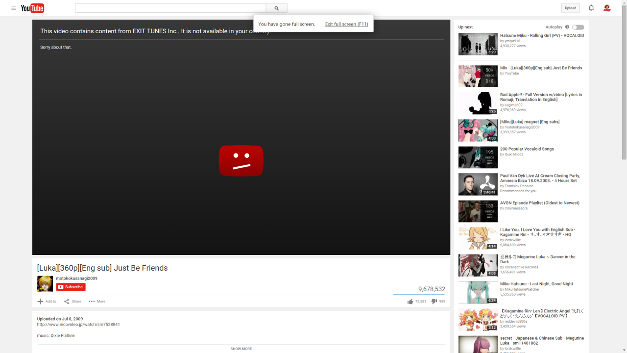 channelmiku39:  PUBLIC SERVICE ANNOUNCEMENT Vocaloid videos are getting blocked by