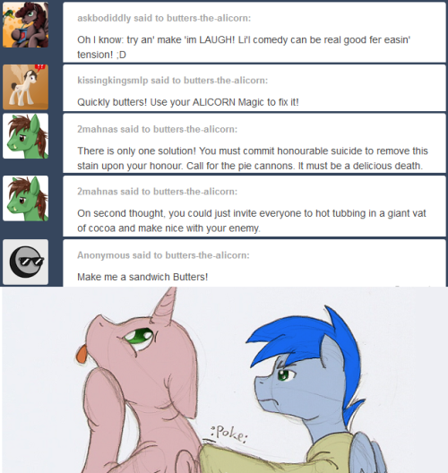 butters-the-alicorn:  Even enemies can form an alliance, for a short while at least, to work together for a common good.   That’s more like it! <3