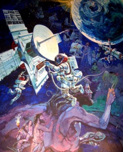 70sscifiart:  The full mural at Disney World's Spaceship Earth, by Claudio Mazzoli. Submitted by Eli Schwab