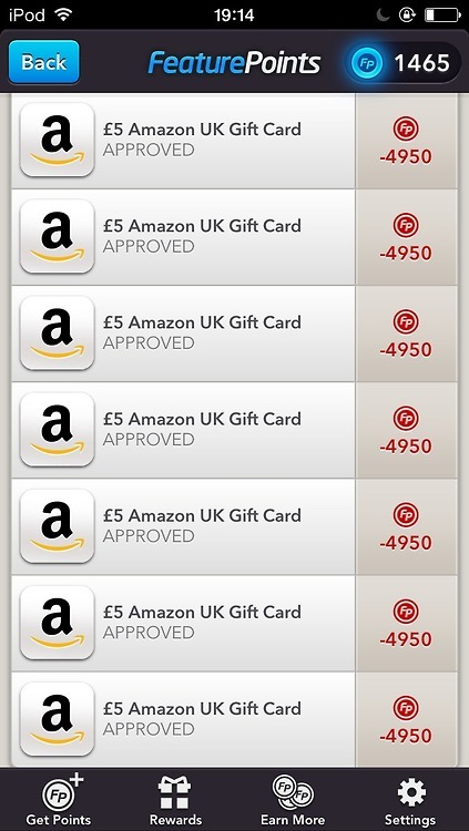 bakrua:  bakrua:  hey i’m hear to tell u all about featurepoints because it is GREAT! i have earned like £30 in 3 days off this app for doing nothing but downloading free apps and them giving me points, all given to me in amazon giftcards, as seen