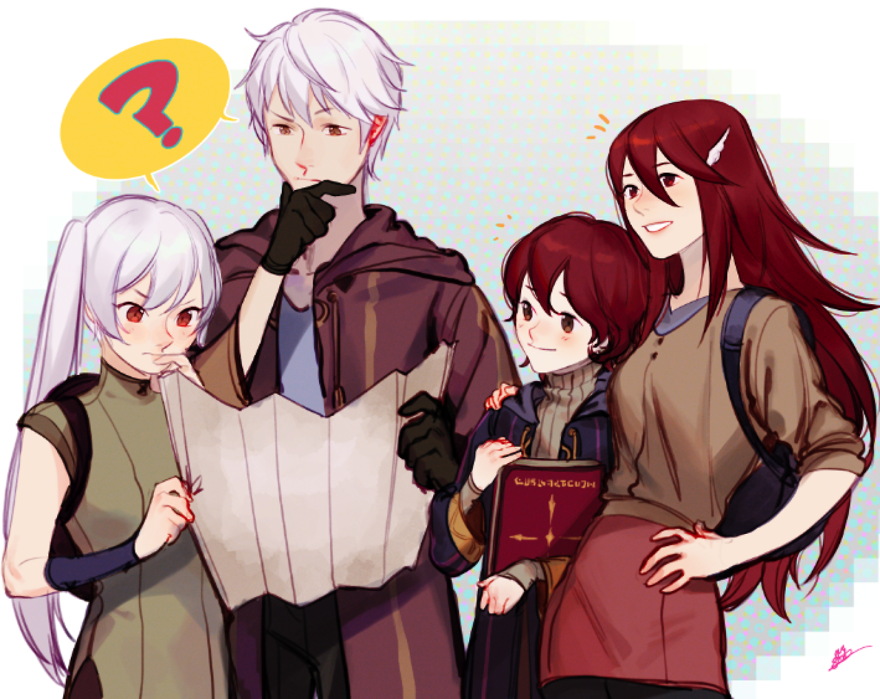 herukas:commissioned artwork of RobinxCordelia fam having some quality time together