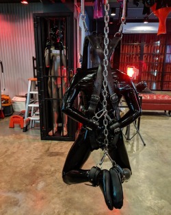 rubberforfun:Combo slave #v4 &amp; #v5 !!! #rubber #latex #fetish #bdsm #bondage  #playroom #redroom #rubberforfun #forfun