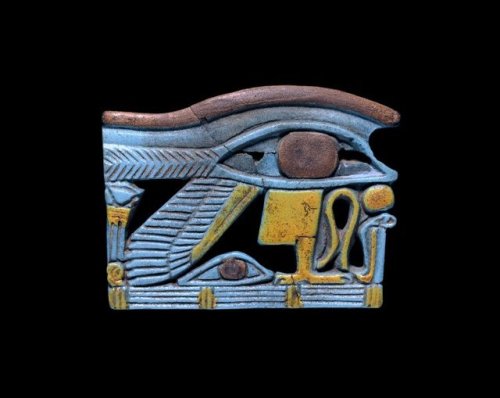 theancientwayoflife:~ Faience wedjat eye amulet.Place of origin: EgyptPeriod: 26th Dynasty, Third In