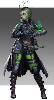 squikinky: cyberclays:   Paizo Starfinders Iconics  - by  Remko Troost “Concept art and illustration done for the Iconics in Paizo’s new and upcoming tabletop RPG “STARFINDER”.”  Mate this is my jam. 