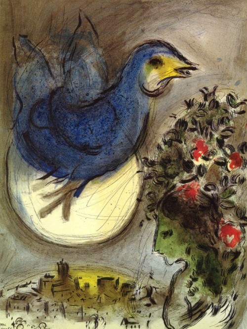 artist-chagall: The blue bird, 1968, Marc ChagallMedium: lithography,paperwww.wikiart.org/en