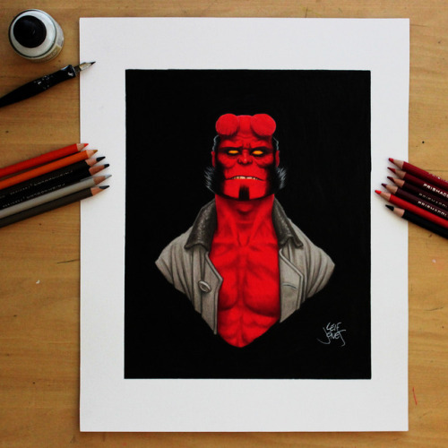 Mike Mignola’s HellboyThe 1st in my series of Pop Culture Character Portraits. Hand-drawn &
