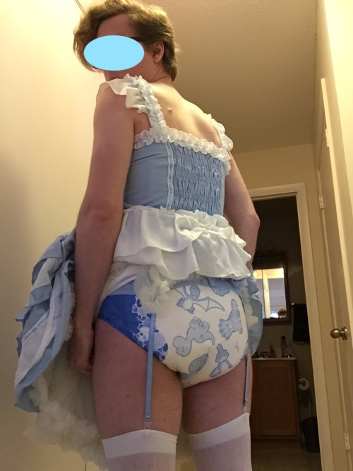 lil-pullup-pampers-boi: Wanted to capture this outfit- Mary Janes, thigh highs, garter straps, ABU D