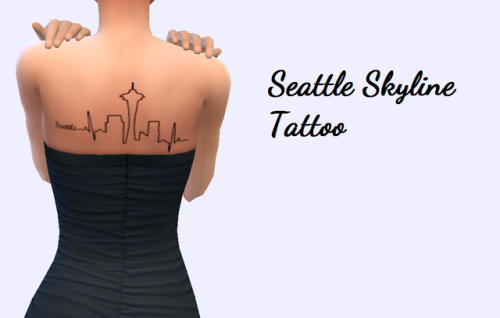 Seattle Skyline TattooUpper back tattooBoth GendersBase GameEnabled for RandomOne swatchSim detail i