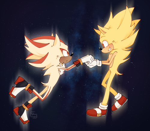 super sonic and shadow having the same quill shape and eye colour <3