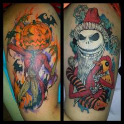 Thepumpkinqween:  The Pumpkin King Is On My Right Arm, Done In August And Santa Jack