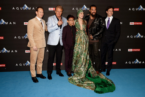 Patrick Wilson, Dolph Lundgren, director James Wan, Amber Heard, Jason Momoa and producer Peter Safr