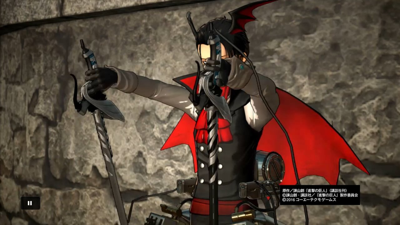 Vampire Bat Levi (AKA Levi in his “Halloween” DLC costume) and his candy 3DMG