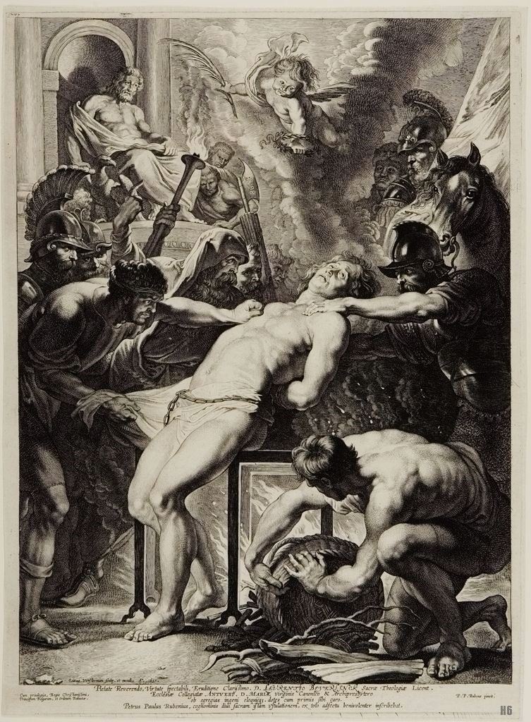 Martyrdom of St.Lawrence. 1621. Lucas Vorsterman. Flemish 1595-1675. after Peter