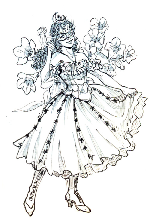 Christine in Star Princess dress from @cookiepianos donatbook (Pulmonaria flower)