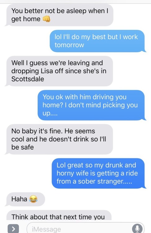 hotwife-texts:My wife went out with friends… Just be blunt. Pt 1