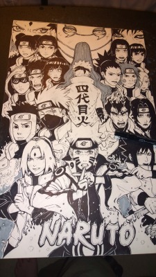 jennwolfesparreaux:  A Naruto poster for my room I drew this week. I’m going to try and get it scanned soon.  Please don’t repost. Prints now available! http://agentwhitehawk.deviantart.com/art/Naruto-562150398