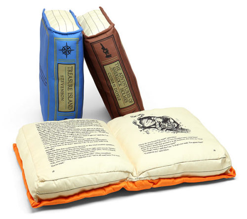 phantasticallybeastlyreviews: ecokitty: geek-studio: Olde Book Pillow Classics from ThinkGeek Cuddle