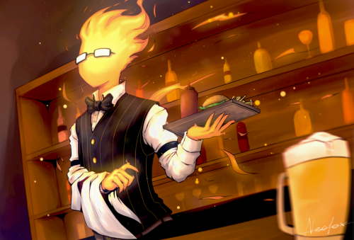 XXX neofox67:  He is too hot   Welcome to grillby’s, photo