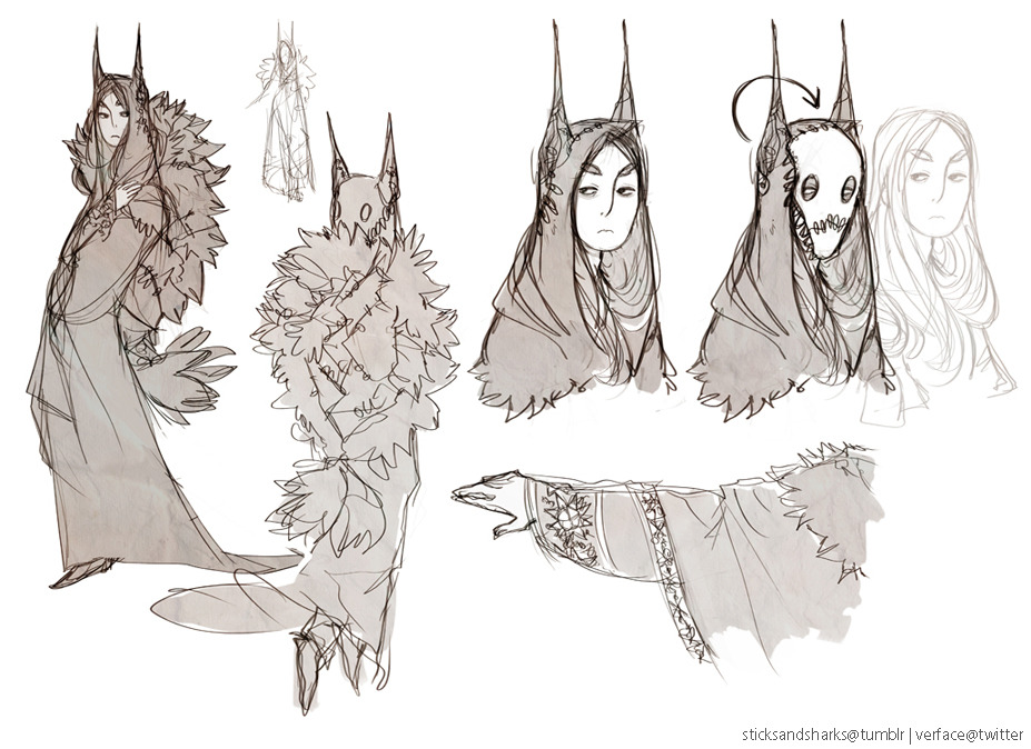 sticksandsharks:  Wolvendaughter and the Burning Beast another Slava design (some