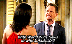 mysweetcupoftea:  HIMYM AU: Barney finds out that Robin works for S.H.I.E.L.D as Agent Hill (Part 1)   So much better than the real finale.