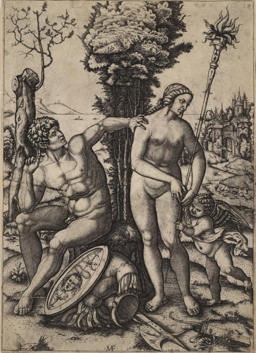 centuriespast:Marcantonio RaimondiItalian, ca. 1480–ca. 1534Mars, Venus, and Cupid, 1508The Jo