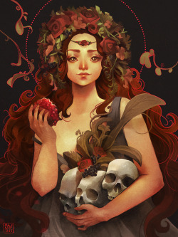 steftastan:  Kore/Persephone illustration commissioned for the Gaea Goddess Gathering! 