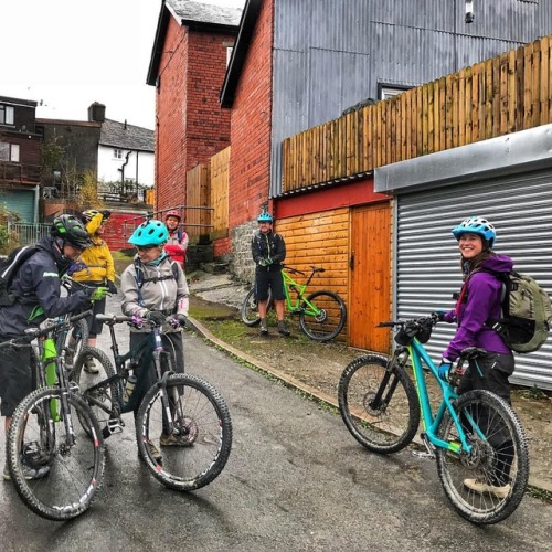 mtbcymru: Polly’s looking very cheerful whilst getting the group ready to take on #stormBrian #Wales