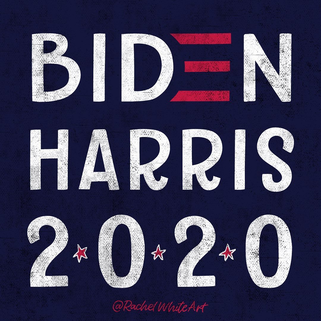 Vote for Joe & Kamala! 🇺🇸🇺🇸🇺🇸⁠⠀
⁠⠀
#bidenharris2020 #vote⁠⠀
#lettering #handlettering #handlettering #brushlettering #qotd #quoteoftheday #quote #handlettered #quotes #positivequotes #rachelwhiteart #typedesigner #fontdesigner #calligraphy...