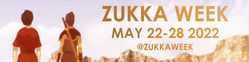 zukkaweek:[ID: A banner for the Zukka Week. On the left side stand Zuko and Sokka next to each other