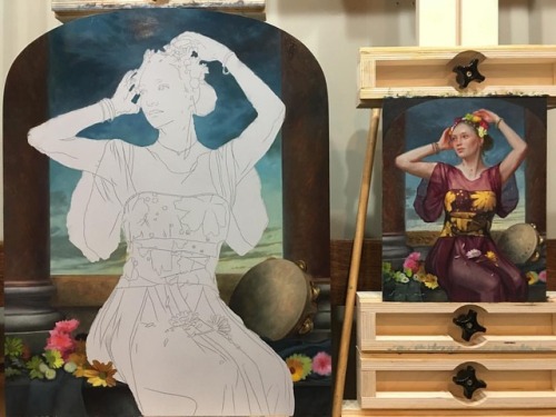 Color lay in progress. Study is on the right.. . #process #painting #classicalart #figurativeart