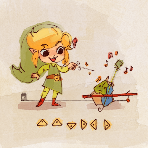 artbinch: love that playing music is essential to almost every zelda game (doodles under cut they we