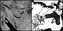 paintodaystrengthtomorrow:  They have the same moves…Naruto the same one as Jiraiya and Boruto the same one as Naruto back then.. 
