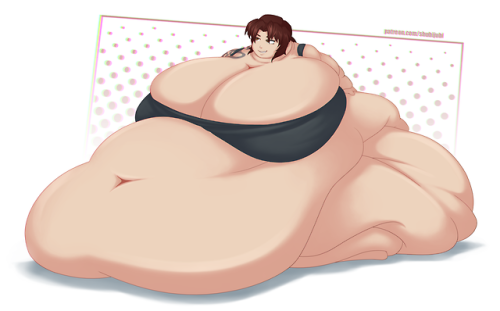 shubijubi:  Commish: Revy Weight Gain, Even Bigger!  A continuation of my previous pic, Revy Thiccshake 