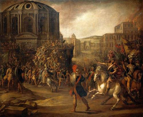 centuriespast: CORTE, Juan de laBattle Scene with a Roman Army Besieging a Large City-Oil on canvas,